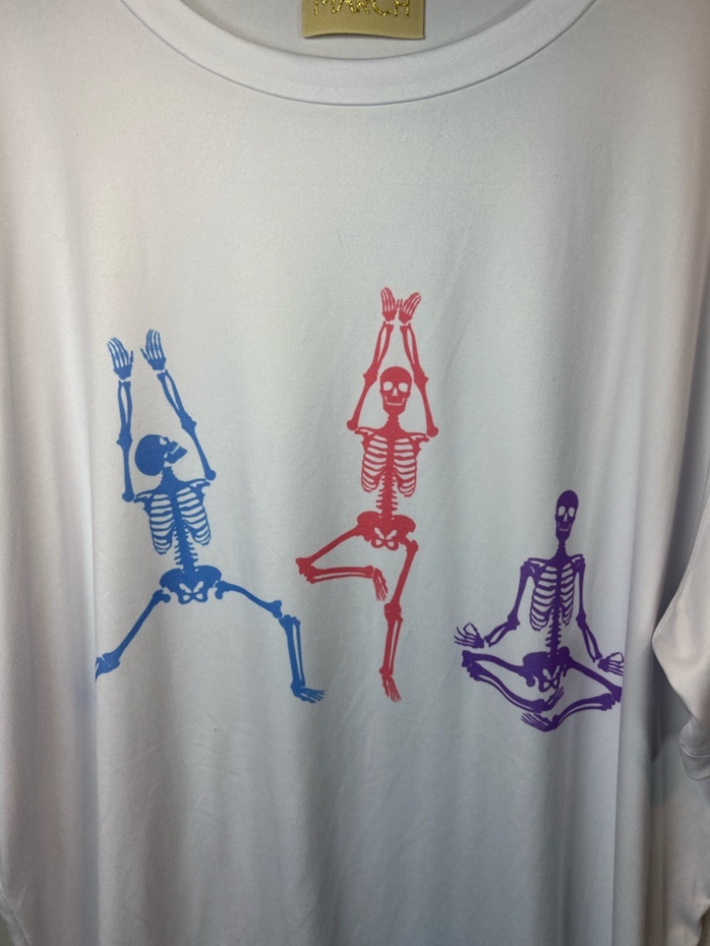 Judith March Skeleton Yoga T-Shirt White Short Sleeve Oversized Whimsical NEW XL - Picture 4 of 11